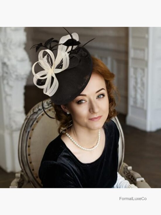 Vintage Derby Tea Party Fascinator Headband with Feathers and Mesh main image 2
